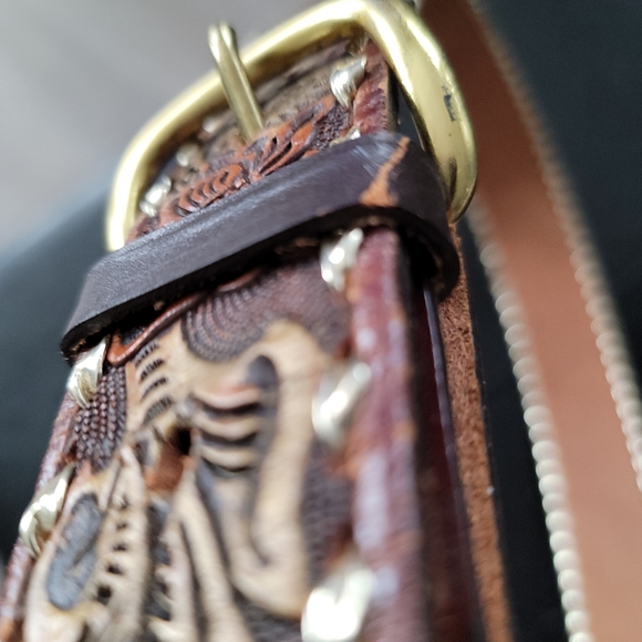 Big John mens western hand tooled saddle leather belt Sz - Picture 11 of 12